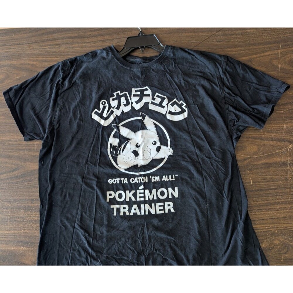 Pokemon Pikachu Trainer Graphic T-Shirt Mens 2XL Black Gotta Catch Em All